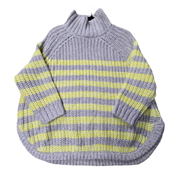 Victoria's Secret Sz M Gray Yellow Wool Alpaca Cotton Blend‎ Chunky Knit Sweater - Picture 4 of 13